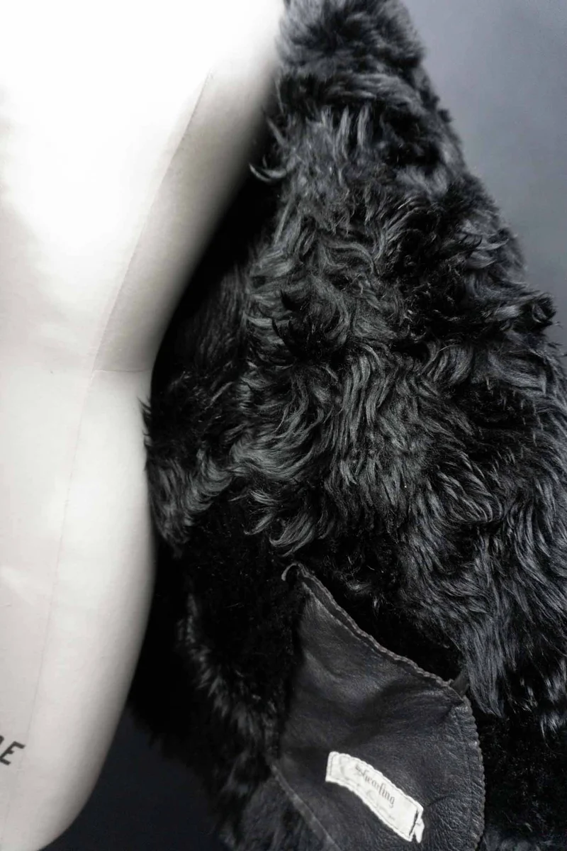 Vintage 80s Lammfellmantel Batwing, M–L