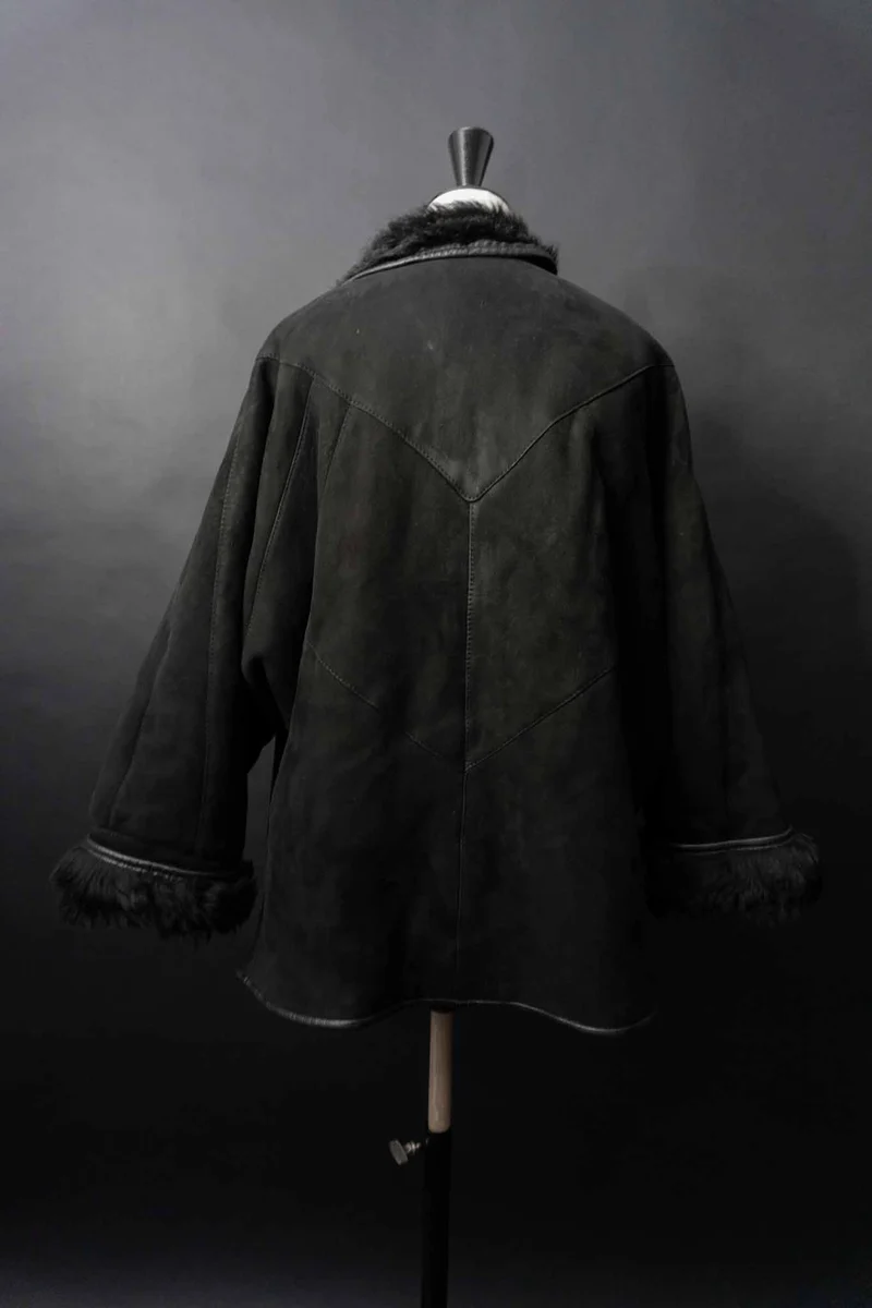 Vintage 80s Lammfellmantel Batwing, M–L