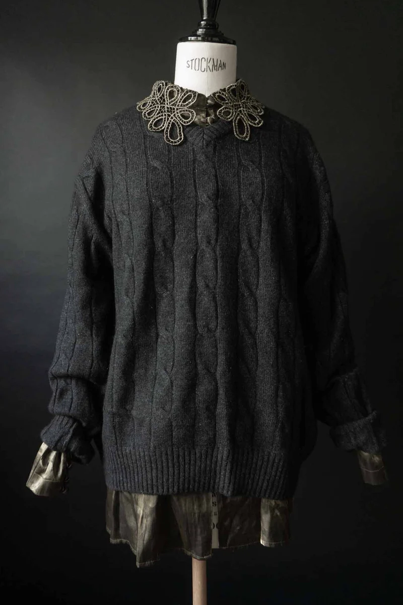 Vintage Kaschmir Pullover Cableknit, S–M