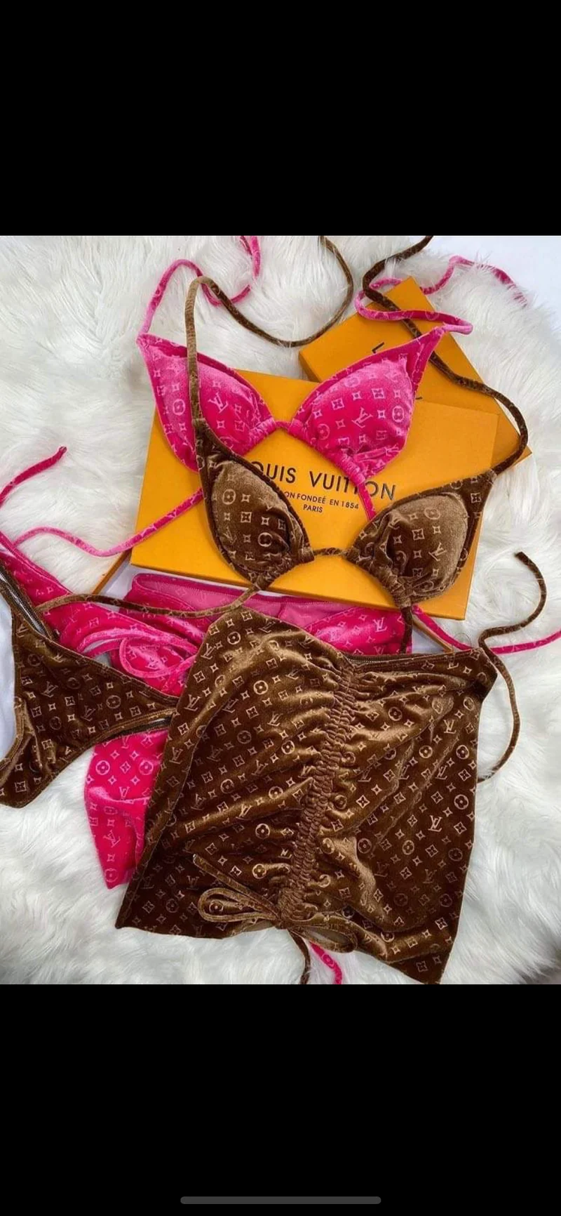3pc Skirt Velvet Bikini Sets