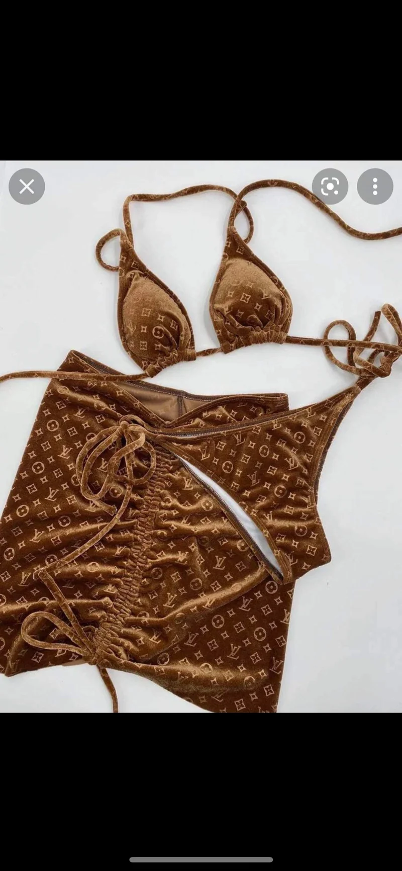 3pc Skirt Velvet Bikini Sets