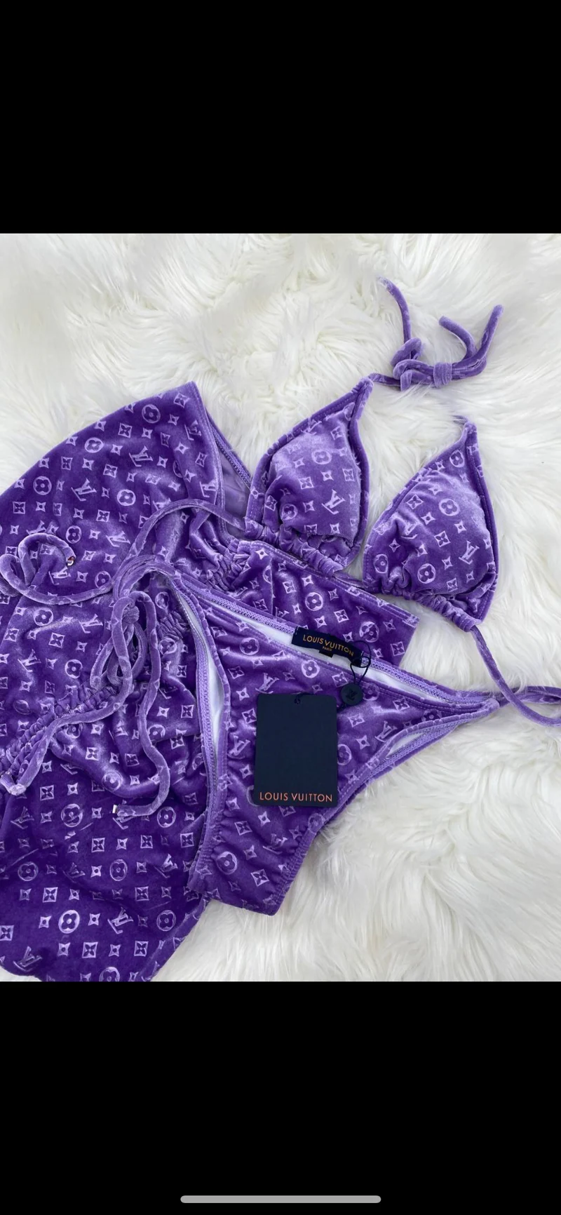 3pc Skirt Velvet Bikini Sets