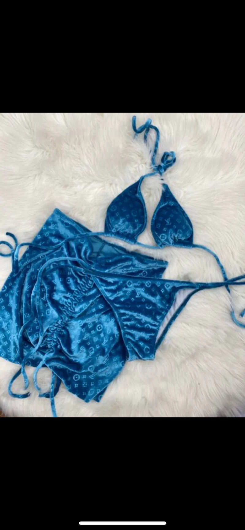 3pc Skirt Velvet Bikini Sets