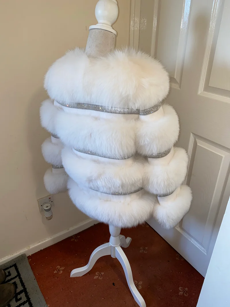 White Fox Fur Diamond Coat