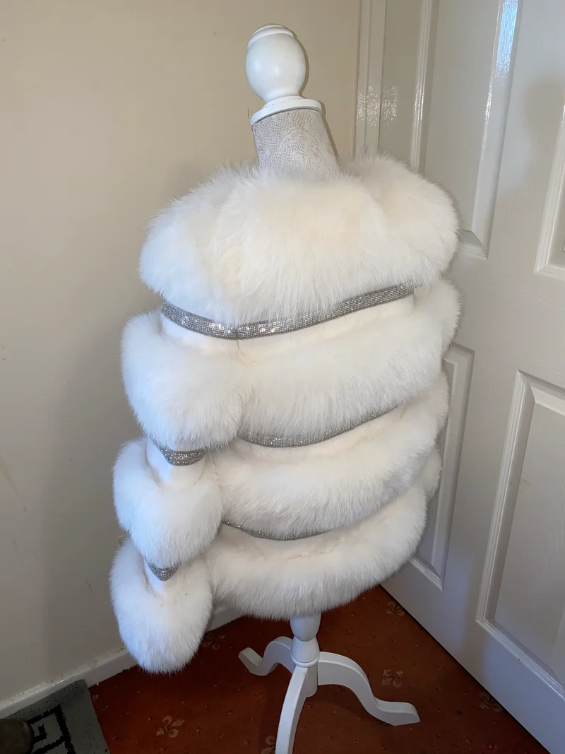 White Fox Fur Diamond Coat
