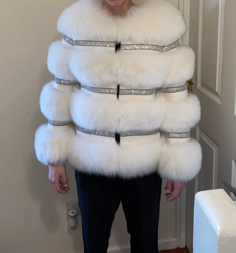 White Fox Fur Diamond Coat