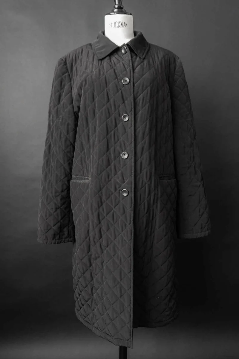 Vintage Steppmantel Schwarz, S–M