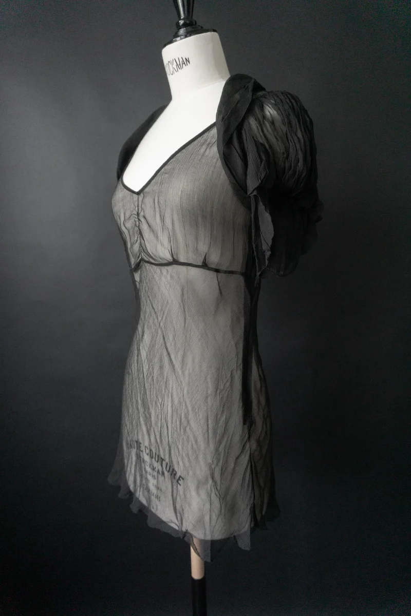 Vintage Calvin Klein Top Seide, Schwarz, XS–M