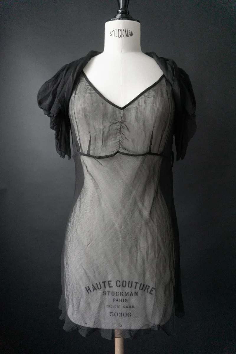 Vintage Calvin Klein Top Seide, Schwarz, XS–M
