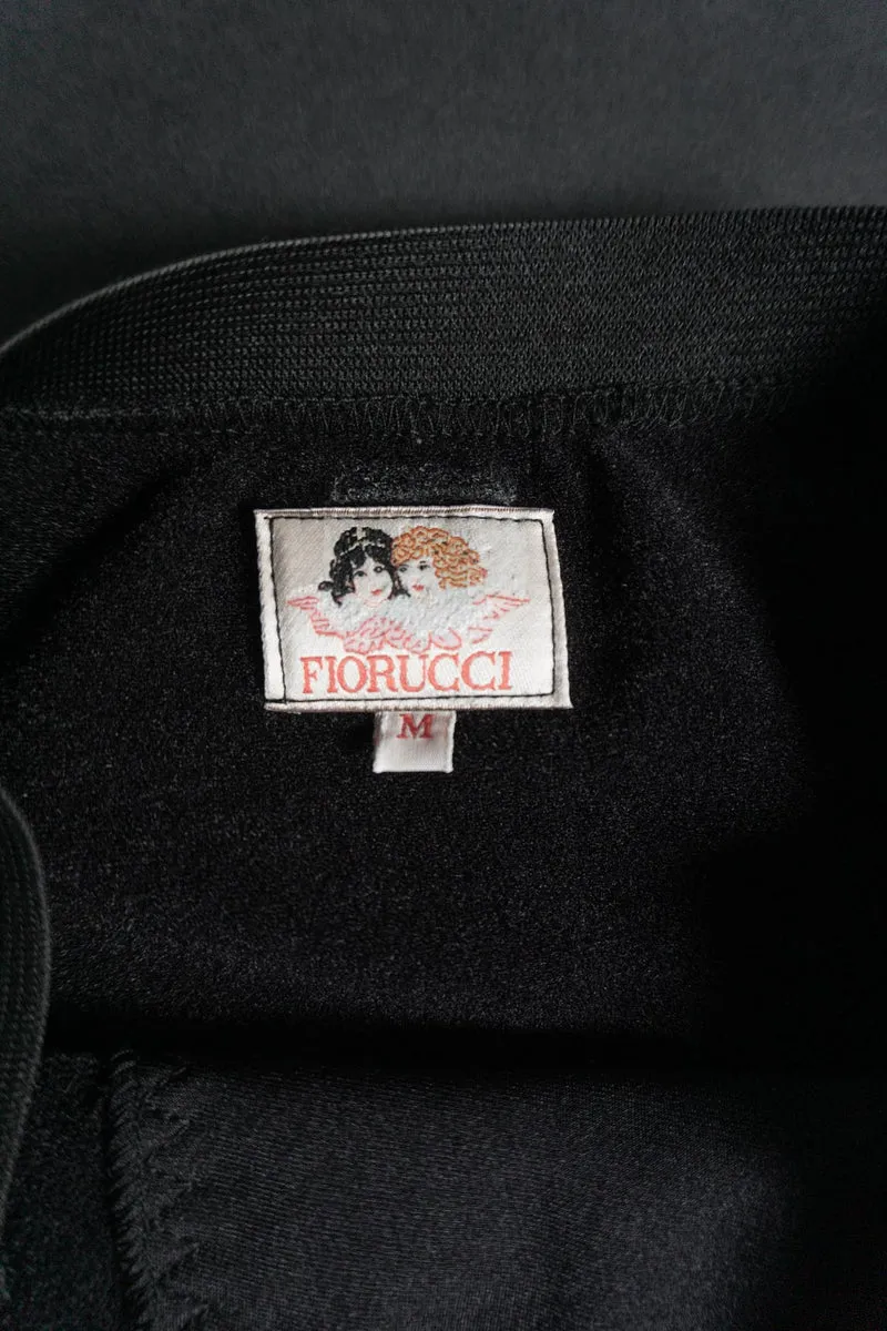 Fiorucci Vintage Minirock – Schwarzer Lingerie-Style Rock mit elastischem Bund, XS–M
