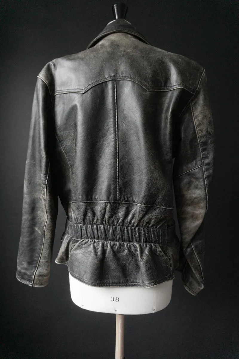 Vintage Biker-Lederjacke, 80s Patina, M–L