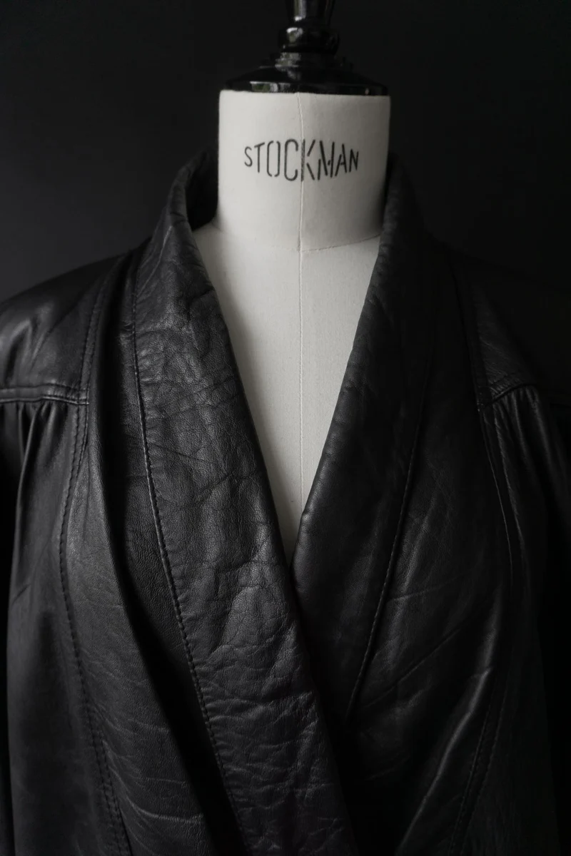 80s Lederjacke im Blouson-Style, Schwarz, S–M