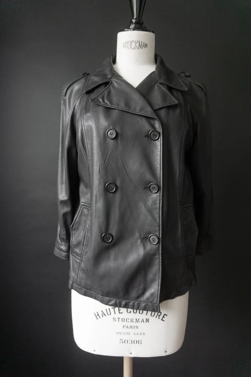 Vintage Prada Linea Rossa Lederjacke, Schwarz, XS–M