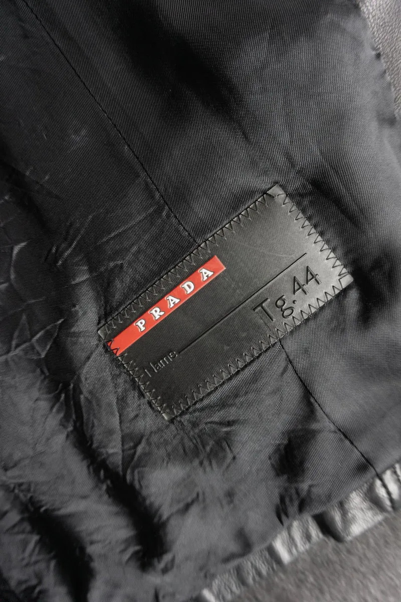 Vintage Prada Linea Rossa Lederjacke, Schwarz, XS–M