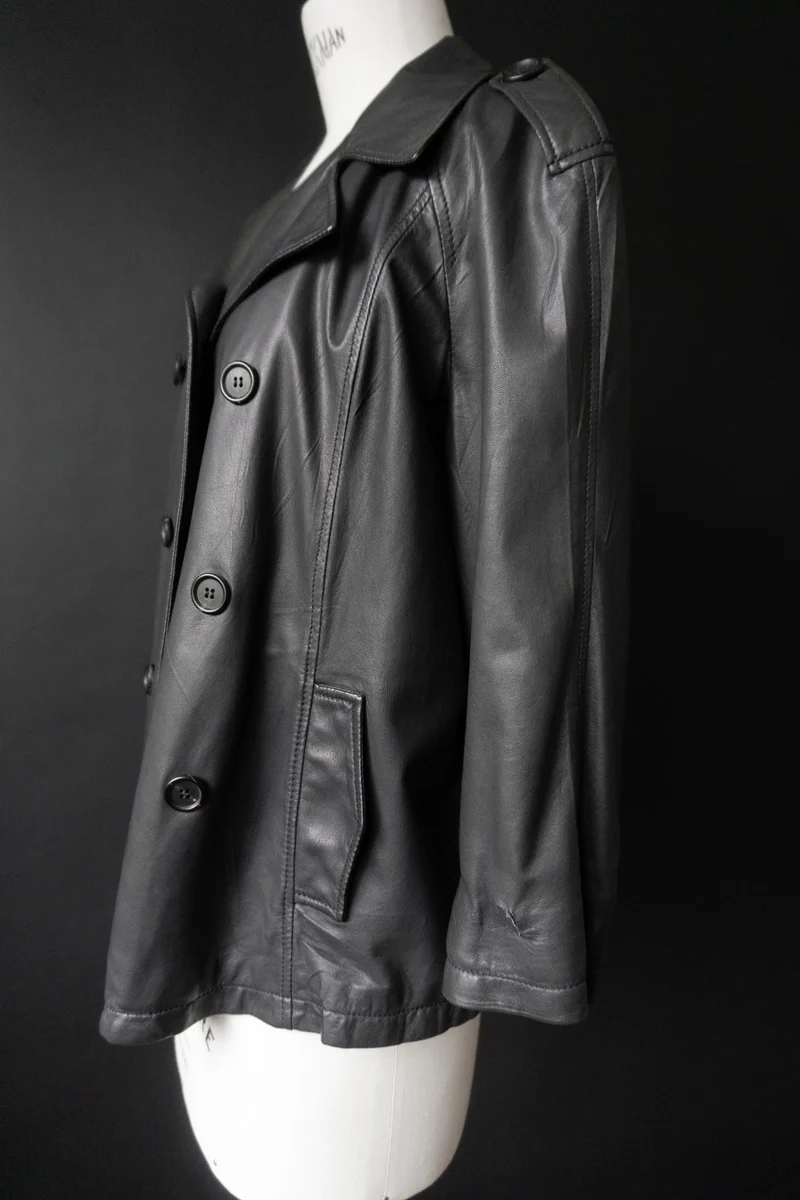 Vintage Prada Linea Rossa Lederjacke, Schwarz, XS–M