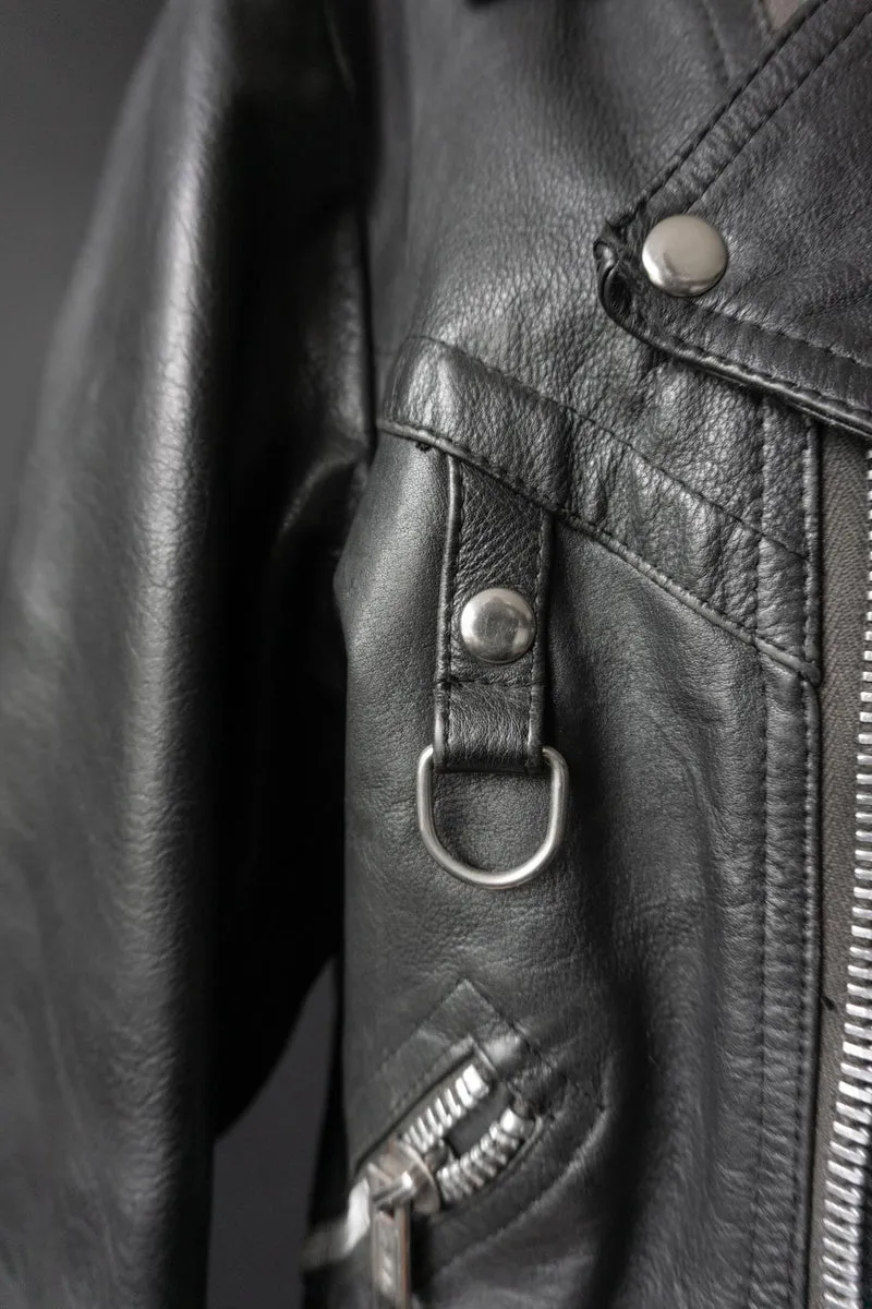 Vintage Bikerjacke mit Chain-Detail, Schwarz, M–L