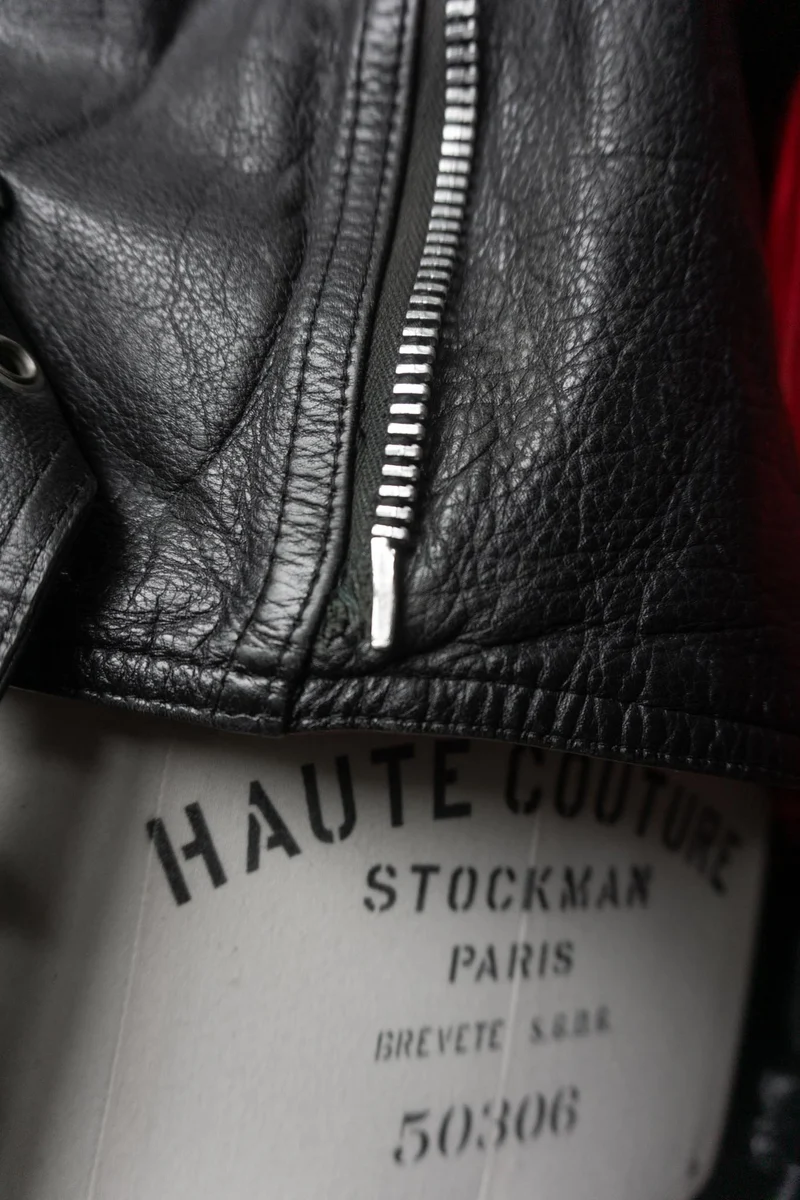 Vintage Bikerjacke mit Chain-Detail, Schwarz, M–L