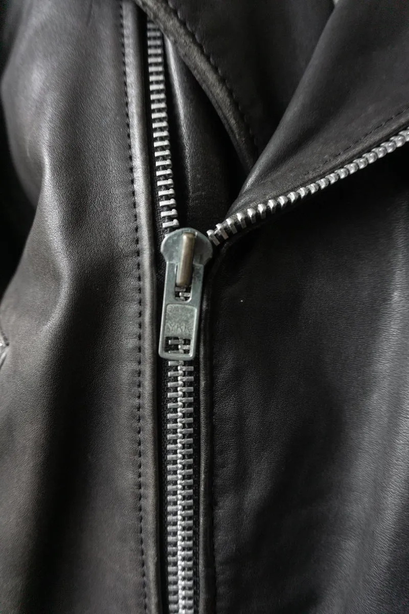 80s Biker-Lederjacke – Schwarzes Vintage-Echtleder