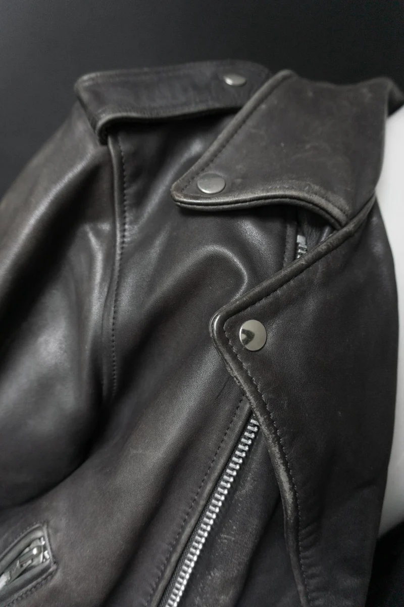 80s Biker-Lederjacke – Schwarzes Vintage-Echtleder