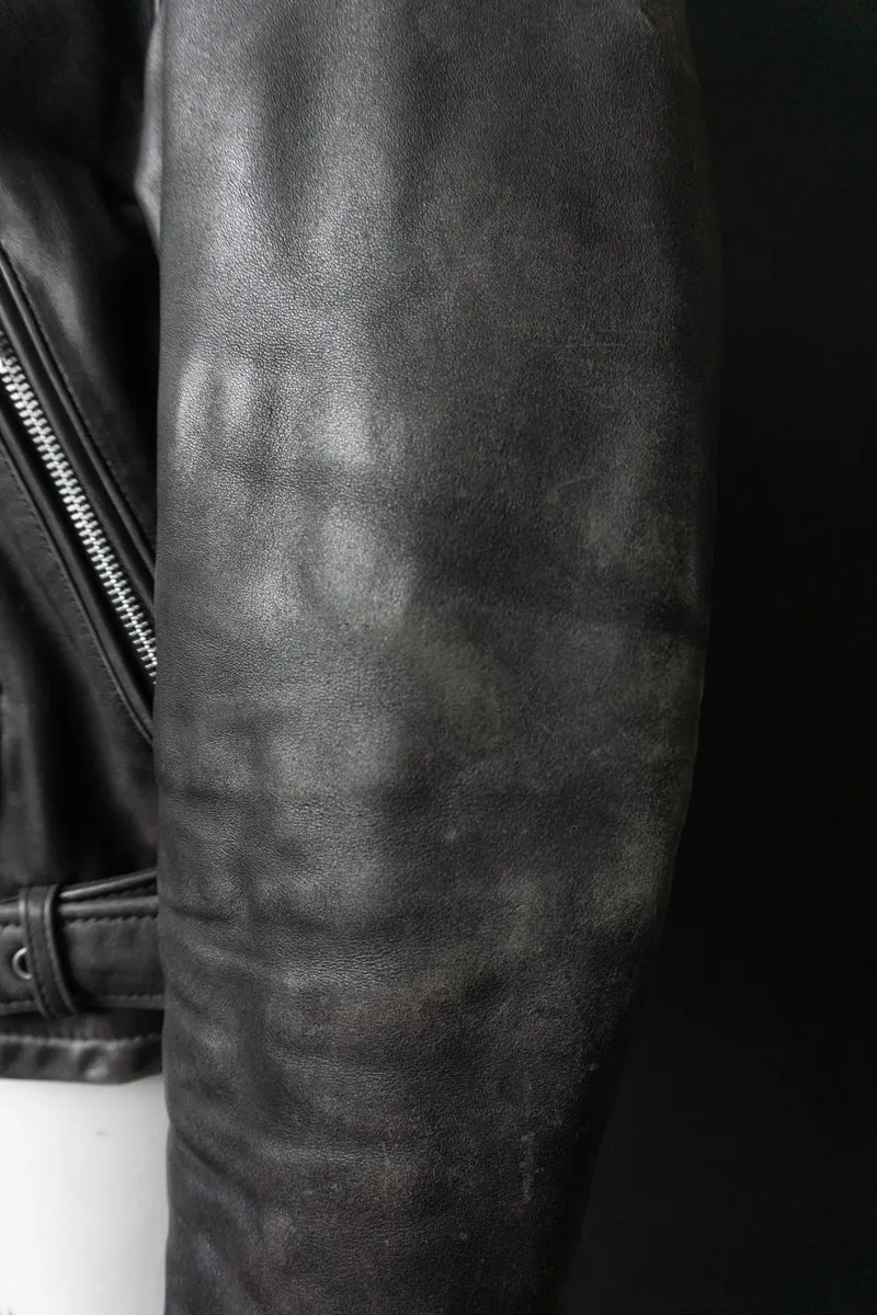 80s Biker-Lederjacke – Schwarzes Vintage-Echtleder