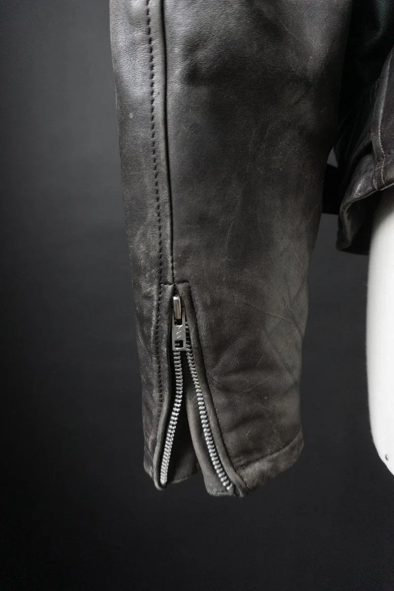 80s Biker-Lederjacke – Schwarzes Vintage-Echtleder