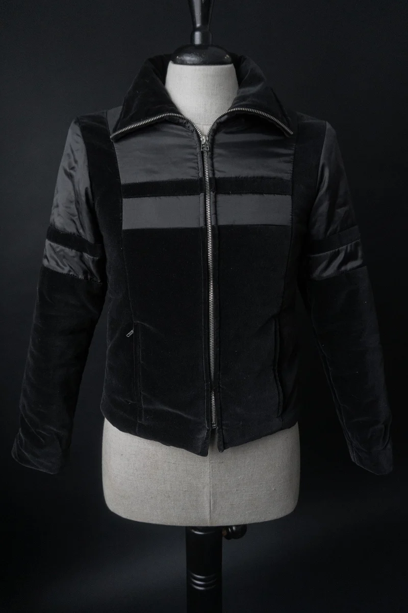 Cropped Puffer Jacke Samt, XS–S
