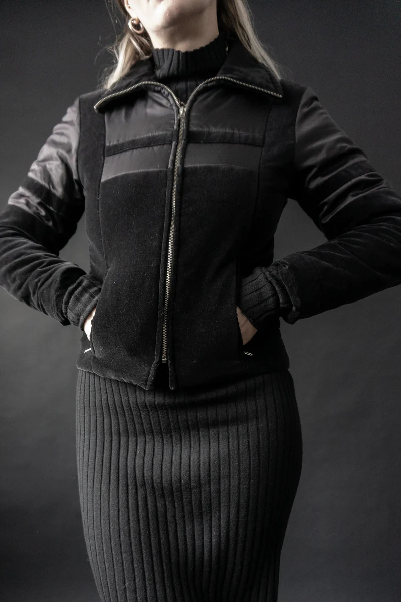 Cropped Puffer Jacke Samt, XS–S