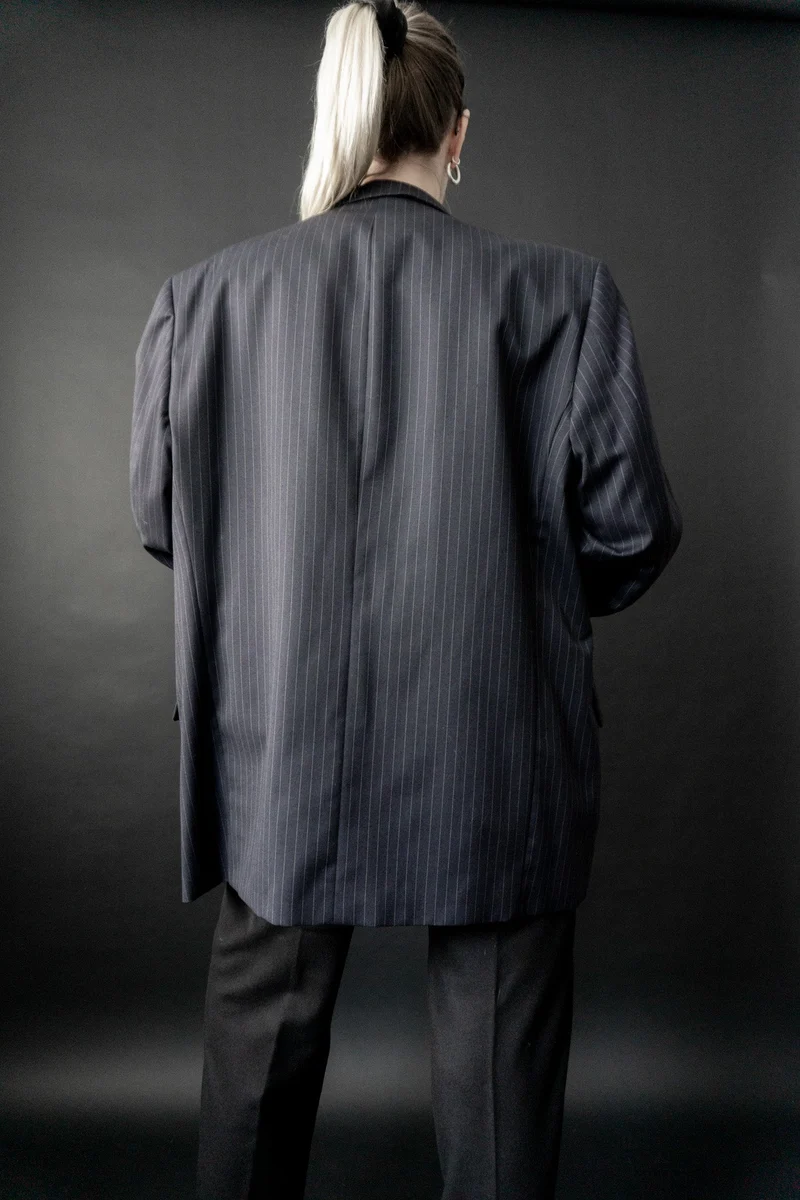 Oversized Blazer, Pinstripe, M–L