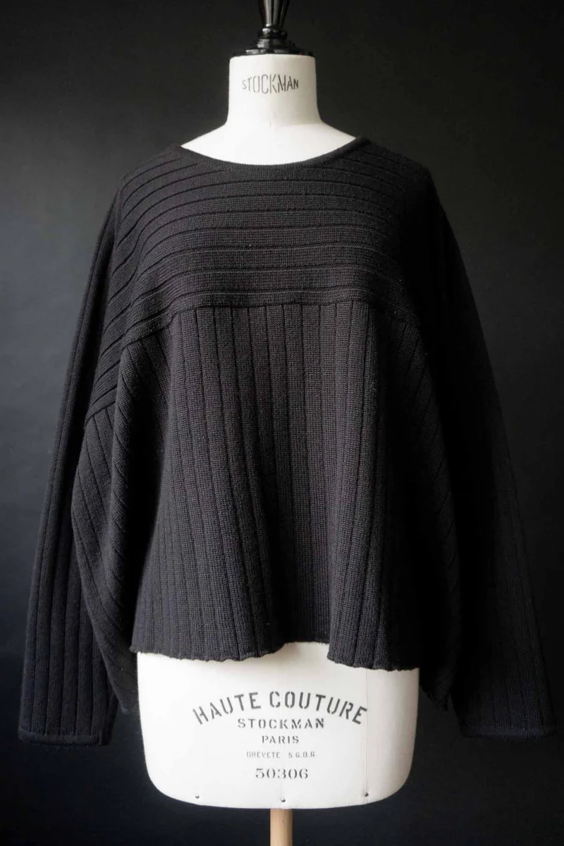 Vintage Wollpullover Rippstruktur, S–M