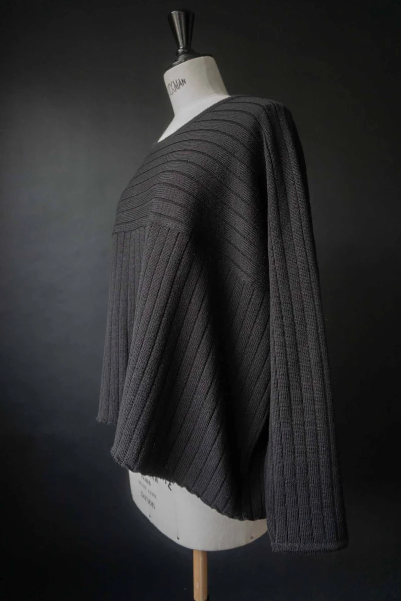Vintage Wollpullover Rippstruktur, S–M