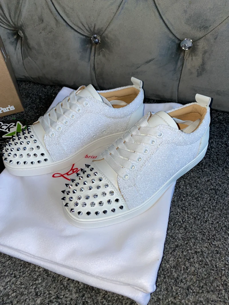 White Glittery Studded Trainers