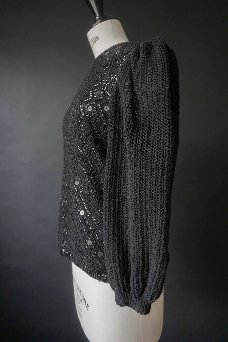 Vintage Pailetten Pullover 70s, S–M