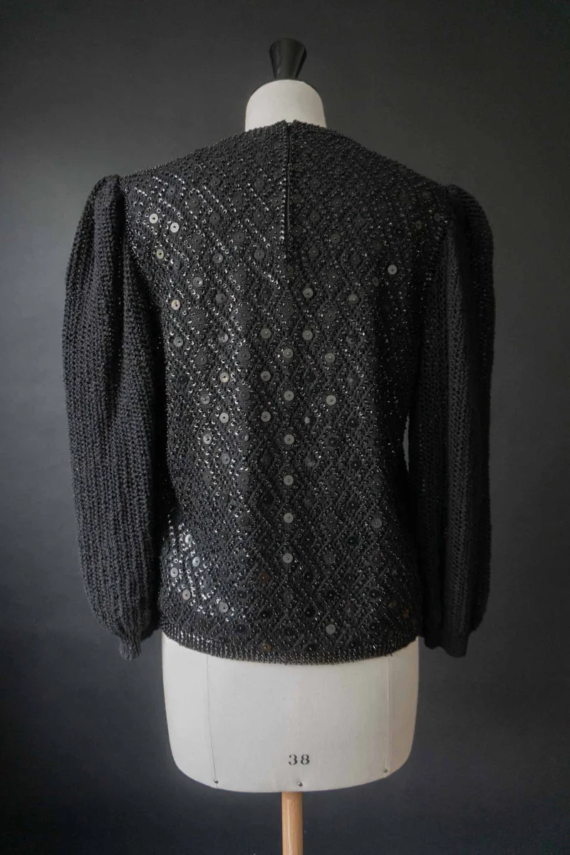 Vintage Pailetten Pullover 70s, S–M