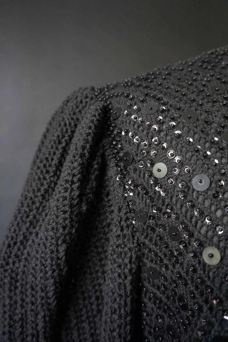 Vintage Pailetten Pullover 70s, S–M