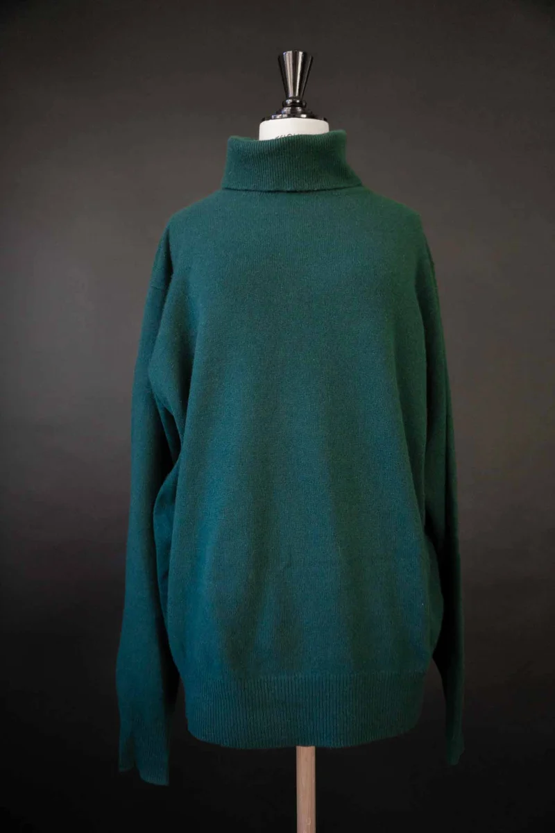 Vintage Kaschmir Pullover Grün Rollkragen, S–L