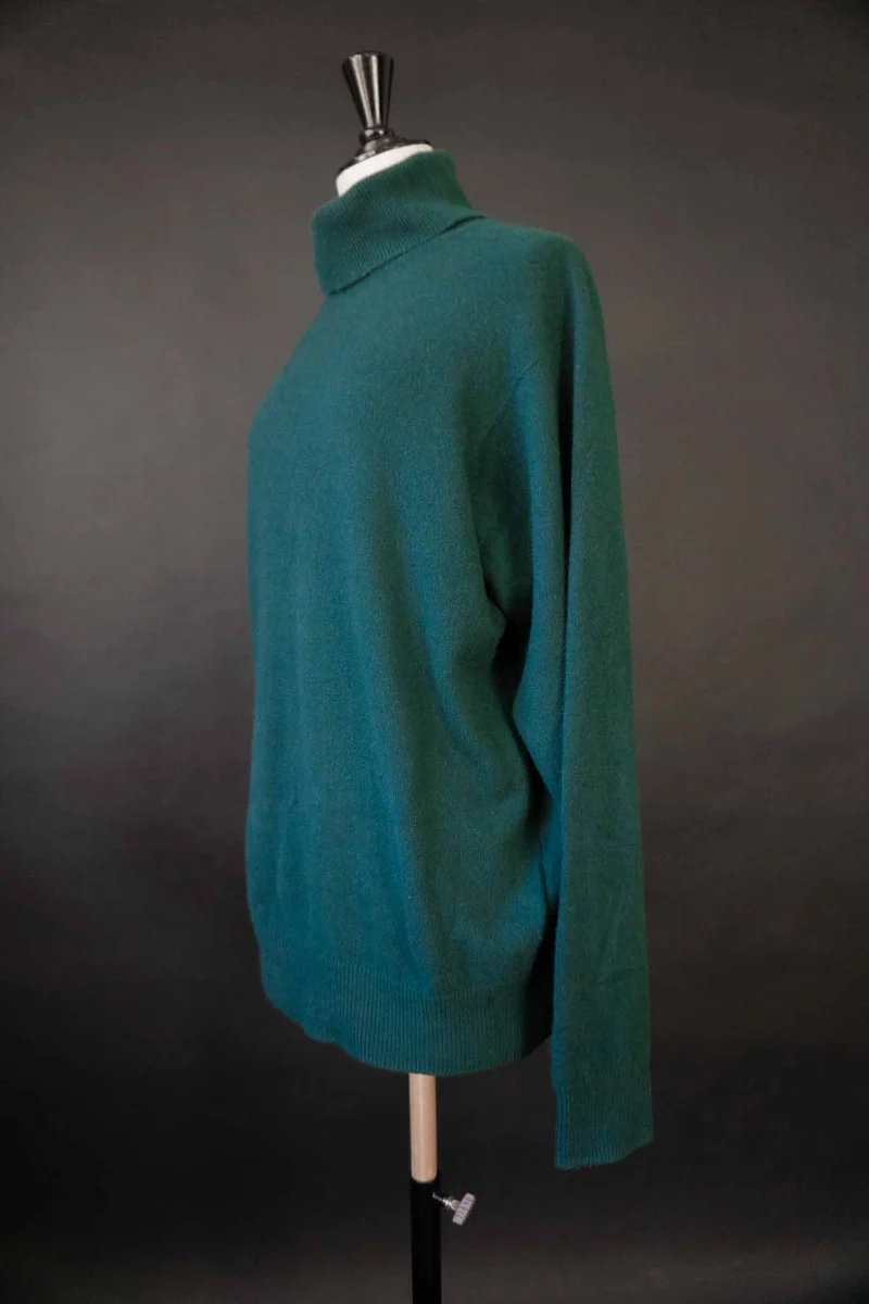 Vintage Kaschmir Pullover Grün Rollkragen, S–L