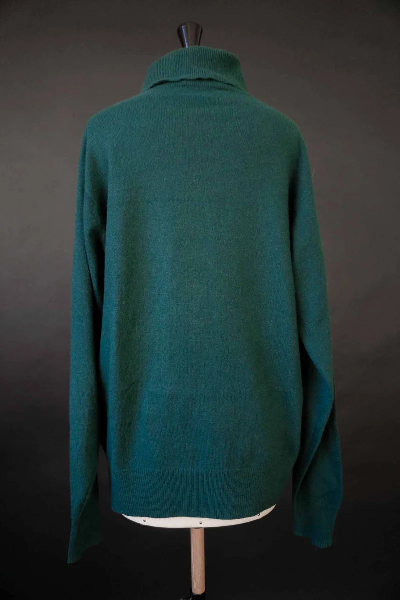 Vintage Kaschmir Pullover Grün Rollkragen, S–L
