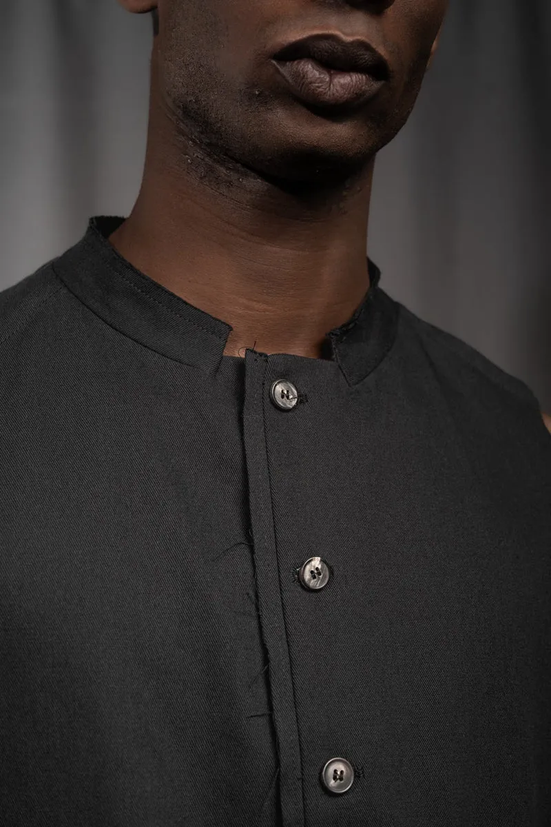 eigensinnig wien | Bartleby | Schwarze Designer Anzugweste für Herren aus leichter Baumwolle