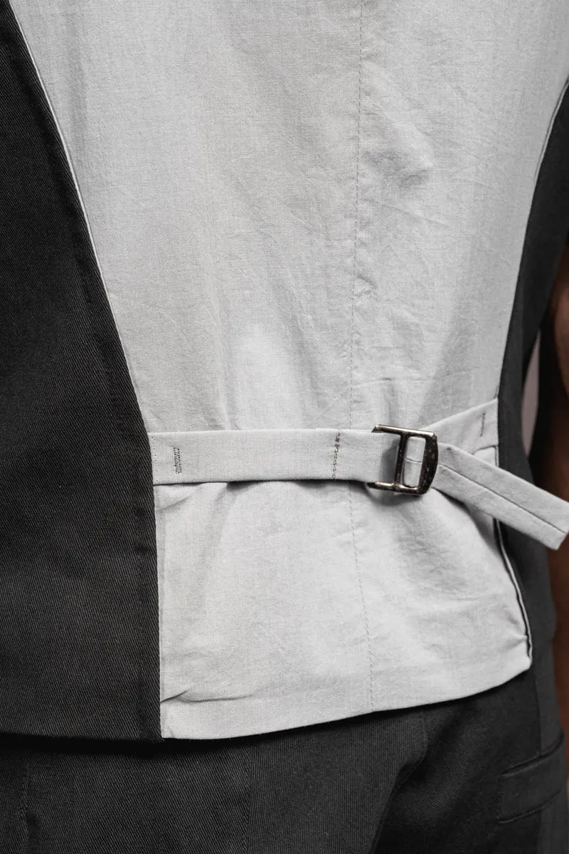 eigensinnig wien | Bartleby | Schwarze Designer Anzugweste für Herren aus leichter Baumwolle