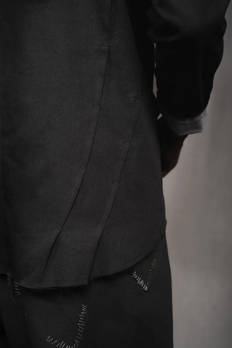 eigensinnig wien | Koloman | Schwarze, leichte Designer Hemdjacke aus Baumwolle