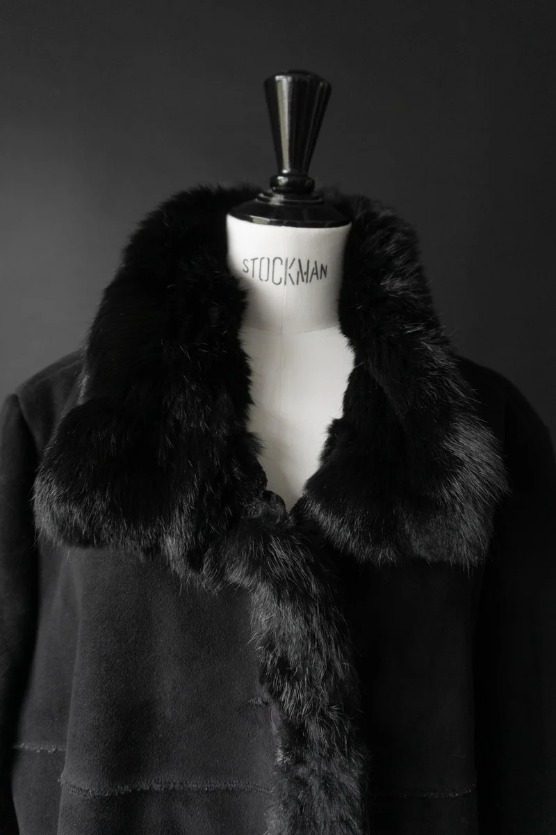 Vintage Lammfelljacke Fake Fur, M–L