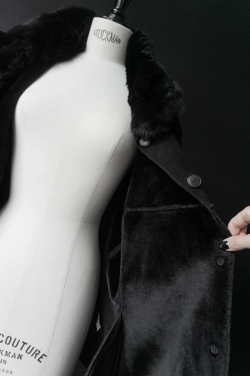 Vintage Lammfelljacke Fake Fur, M–L