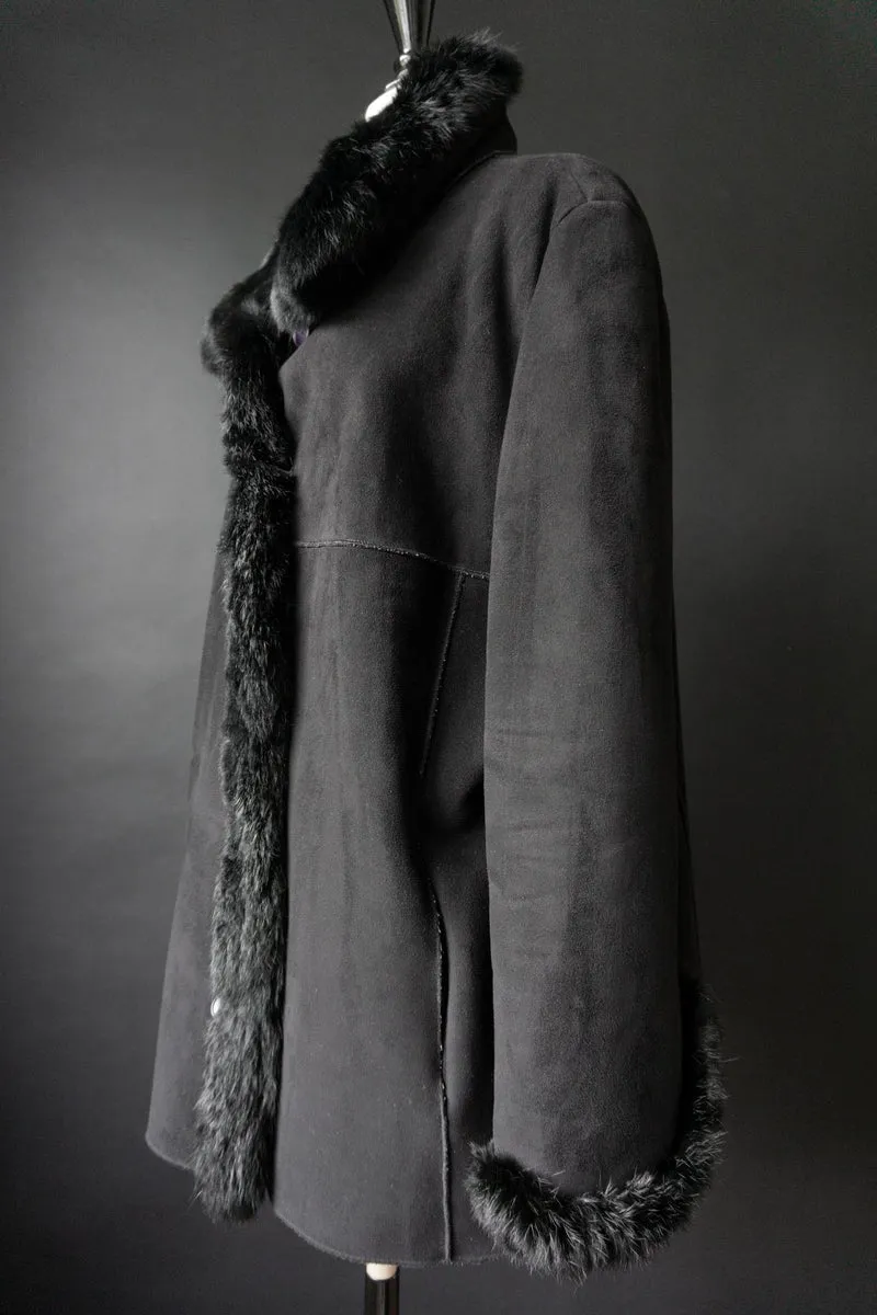 Vintage Lammfelljacke Fake Fur, M–L