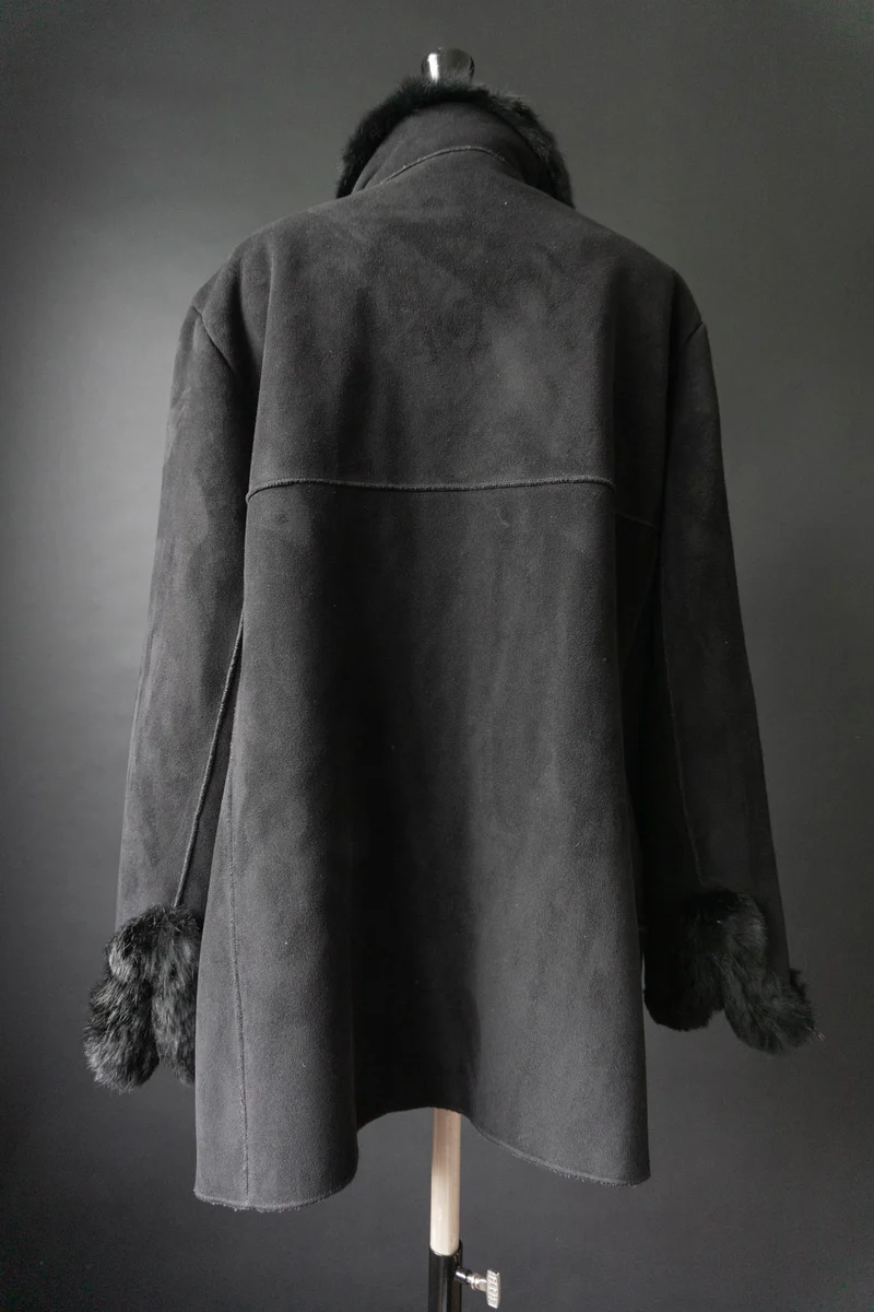 Vintage Lammfelljacke Fake Fur, M–L