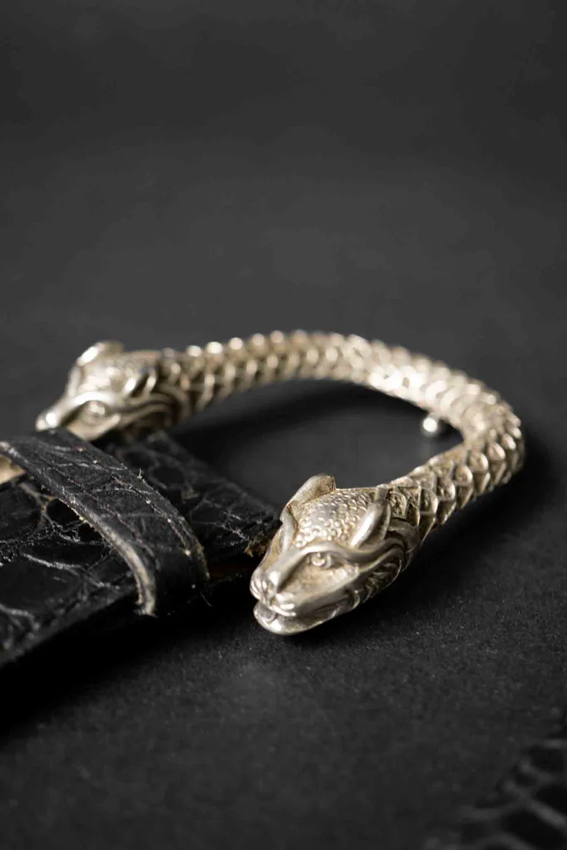 Vintage Ledergürtel mit Drachen Schnalle