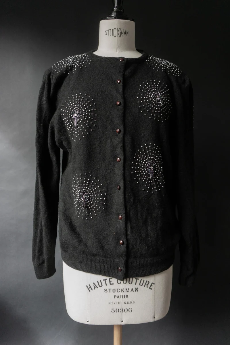 Strickjacke Perlen, Wolle, S–M