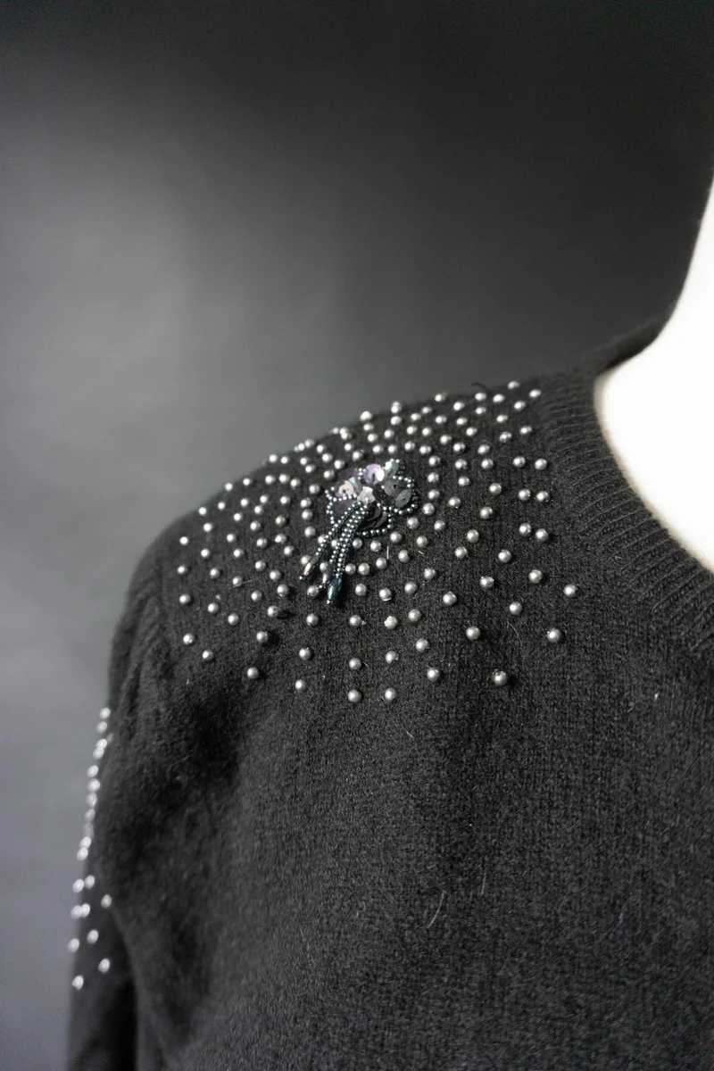 Strickjacke Perlen, Wolle, S–M