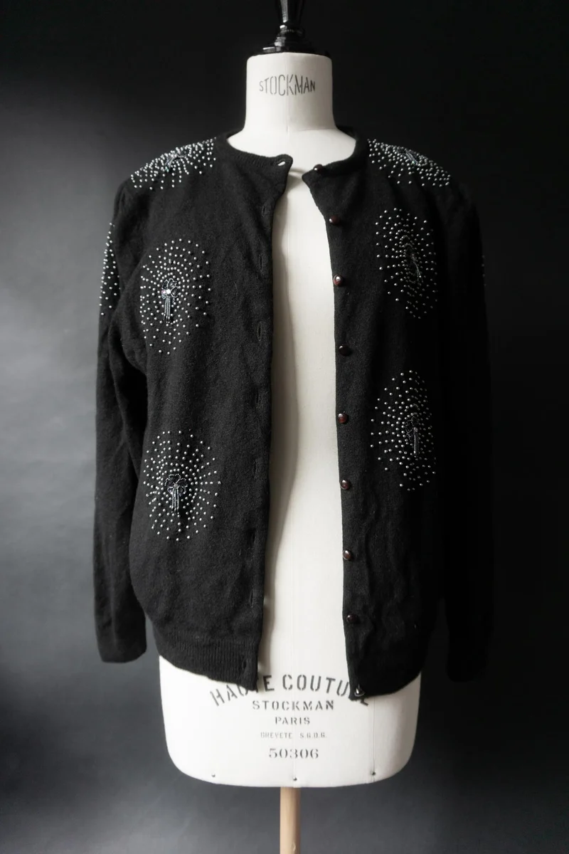 Strickjacke Perlen, Wolle, S–M