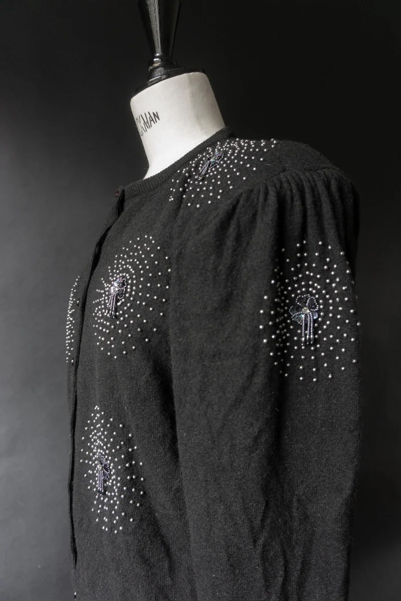 Strickjacke Perlen, Wolle, S–M