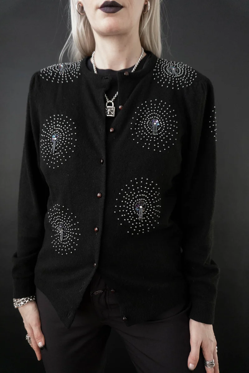 Strickjacke Perlen, Wolle, S–M